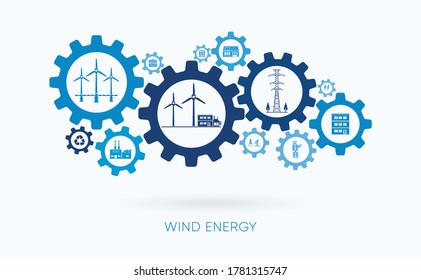 wind energy with gear icon