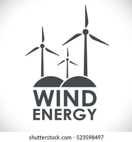 Wind energy generation logo shape concept vector illustration. Black and white power company emblem.