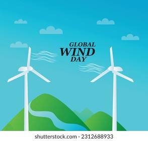 Windenergie. Globaler Windtag. Weltwind-Tagesposter .
