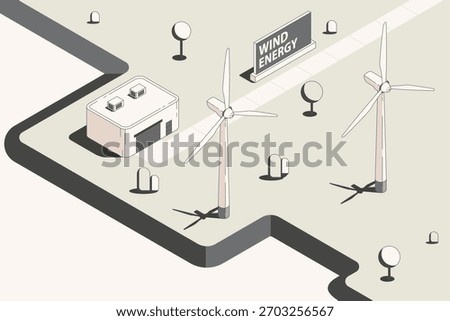 Wind Energy green energy in Isometric graphic