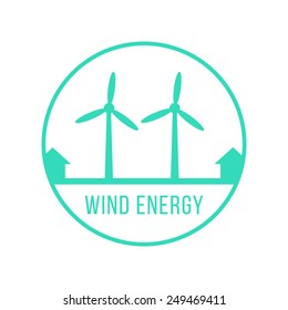 wind energy green logotype. concept of renewables, world of tomorrow, eco-friendly, economy and recycled energy. isolated on white background. flat style trendy modern logo design vector illustration