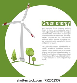 Wind energy. Green energy. Renewable energy. Vector illustration.