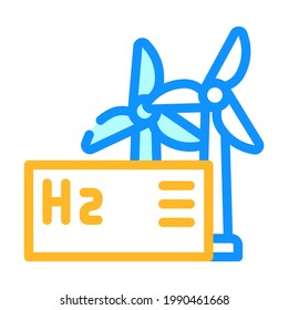 wind energy hydrogen production color icon vector. wind energy hydrogen production sign. isolated symbol illustration