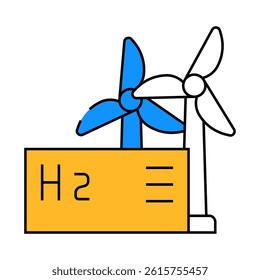 wind energy hydrogen production line icon vector. wind energy hydrogen production sign. isolated symbol illustration