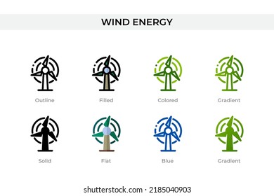 Wind energy icon in different style. Wind energy vector icons designed in outline, solid, colored, filled, gradient, and flat style. Symbol, logo illustration. Vector illustration