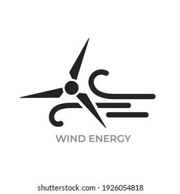 icono de energía eólica. industria ecológica. medio ambiente, símbolo de energía sostenible, renovable y alternativa. imagen vectorial aislada