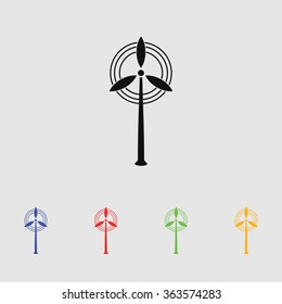 Wind energy icon. Efficiency electric, generator air, environment ecology power.