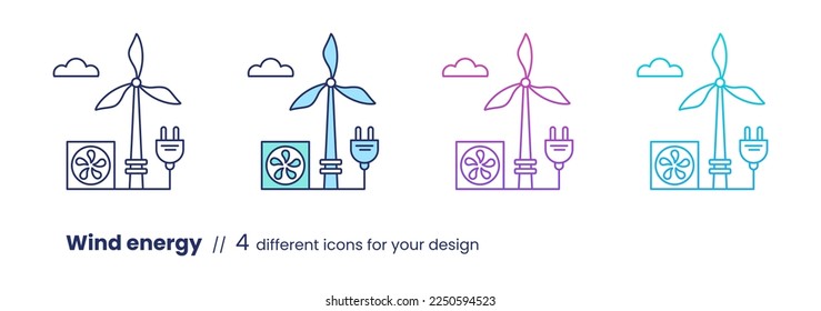 Wind energy icon ESG concept. Renewable energy. Vector line illustration.
