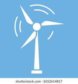 Wind Energy Icon - Flat design icon of a wind turbine symbolizing clean energy.