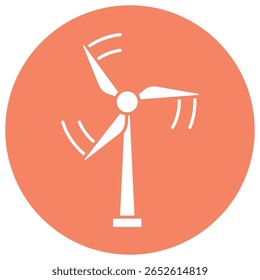 Wind Energy Icon - Flat design icon of a wind turbine symbolizing clean energy.