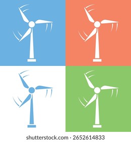 Icono de energía eólica: icono de diseño plano de una turbina eólica que simboliza la energía limpia.