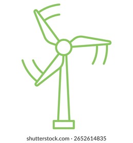 Icono de energía eólica: icono de diseño plano de una turbina eólica que simboliza la energía limpia.