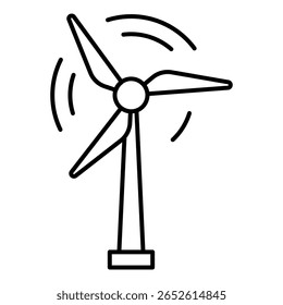 Icono de energía eólica: icono de diseño plano de una turbina eólica que simboliza la energía limpia.