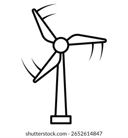 Wind Energy Icon - Flat design icon of a wind turbine symbolizing clean energy.