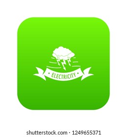Wind energy icon green vector isolated on white background