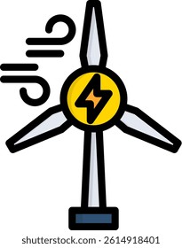Wind Energy Icon Lineal Color Vector Illustration