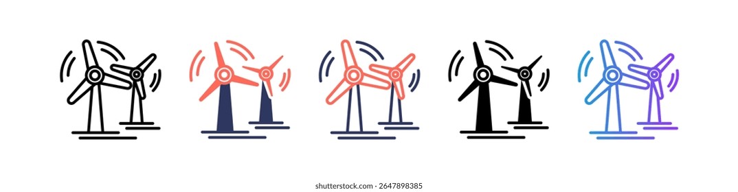 Wind Energy Icon Multiple Vector Illustration