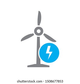 Wind energy icon on background for graphic and web design. Simple illustration. Internet concept symbol for website button or mobile app.