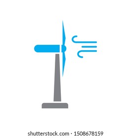 Wind energy icon on background for graphic and web design. Simple illustration. Internet concept symbol for website button or mobile app.