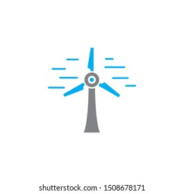 Wind energy icon on background for graphic and web design. Simple illustration. Internet concept symbol for website button or mobile app.