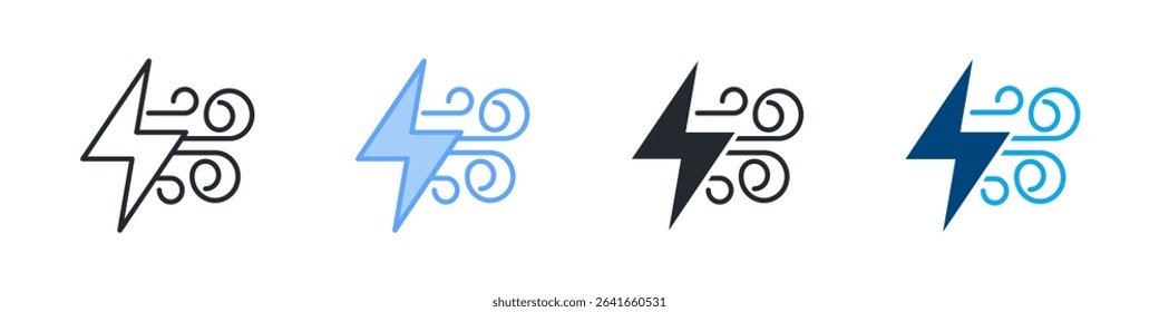 Wind Energy Icon Set Multiple Style. Design In Outline, Blue, Glyph, Dualtone