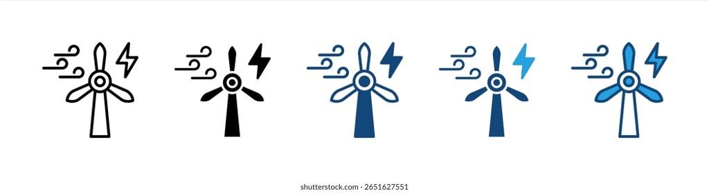 Wind Energy icon set multiple style collection