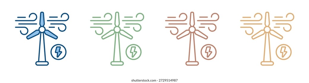 Conjunto de ícones de energia eólica Coleção de estilos múltiplos
