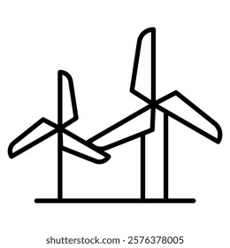 Wind energy icon in thin line style