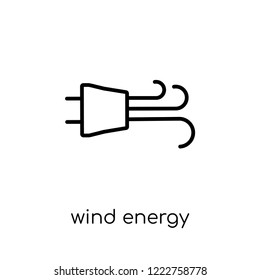wind energy icon. Trendy modern flat linear vector wind energy icon on white background from thin line Ecology collection, outline vector illustration