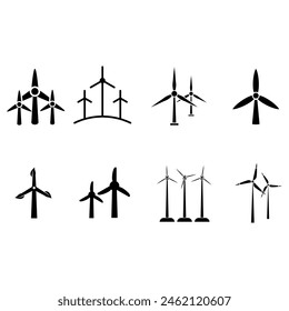Wind energy icon vector set. Windmill illustration sign collection. Wind power plant symbol. Alternative energy logo.