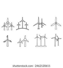 Wind energy icon vector set. Windmill illustration sign collection. Wind power plant symbol. Alternative energy logo.