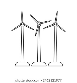 Vector de energía eólica. Signo de ilustración de molino de viento. Símbolo de central eólica. Logo de energía alternativa.