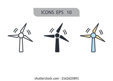 Iconos de energía eólica símbolo elementos vectoriales para web infográfica