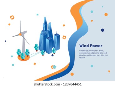 Wind energy. Isometric Concept.