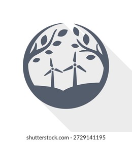 Icono del paisaje de la energía eólica que representa la producción de electricidad renovable.
