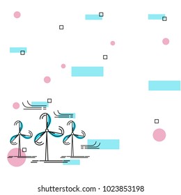 Wind energy line art. Saving nature or ecology concept. Vector linear alternative energy generator. Nature protection with modern innovation and technologies. Can use for save earth day design.