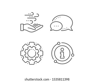 Wind energy line icon. Chat bubble, info sign elements. Breeze sign. Ecology power symbol. Linear wind energy outline icon. Information bubble. Vector