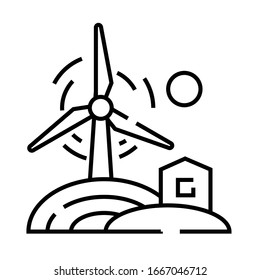 Wind energy line icon, concept sign, outline vector illustration, linear symbol.