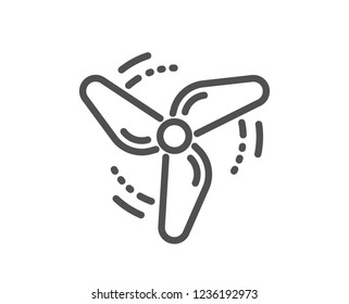 Wind energy line icon. Fan engine, jet turbine sign. Ventilator symbol. Quality design flat app element. Editable stroke Wind energy icon. Vector