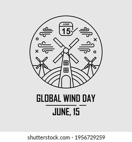 Wind energy line illustration. Easy to edit with vector file. Can use for your creative content. Especially about global wind day campaign in this june.