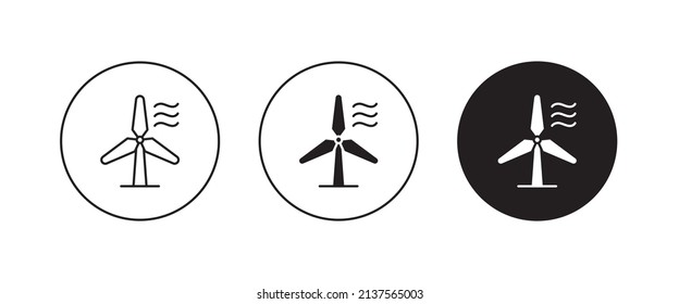 Wind energy linear icon, domestic wind turbine icon, Windmill, eco, solar and water energy editable stroke, flat design style isolated on white