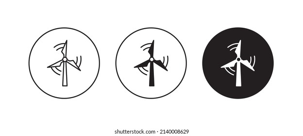 Wind Energy Linear Icon, Domestic Wind Turbine Icon, Windmill, Eco, Solar And Water Energy Editable Stroke, Flat Design Style Isolated On White