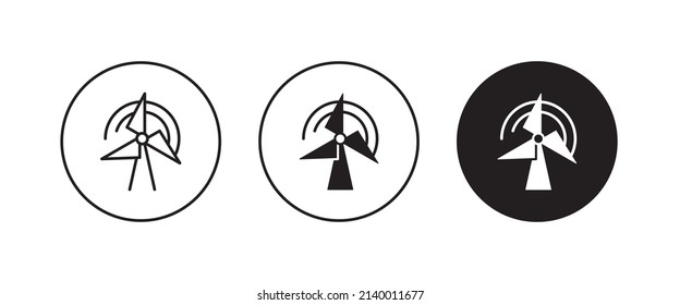 Wind energy linear icon, domestic wind turbine icon, Windmill, eco, solar and water energy editable stroke, flat design style isolated on white