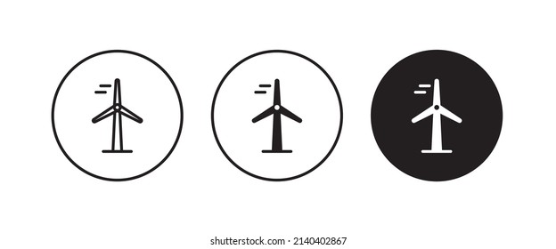 Wind Energy Linear Icon, Domestic Wind Turbine Icon, Windmill, Eco, Solar And Water Energy Editable Stroke, Flat Design Style Isolated On White