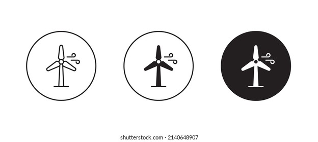 Wind Energy Linear Icon, Domestic Wind Turbine Icon, Windmill, Eco, Solar And Water Energy Editable Stroke, Flat Design Style Isolated On White