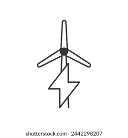 Wind energy linear icon, wind power station editable stroke symbol, alternative energy vector outline sign.