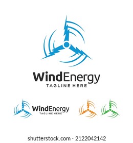 Wind Energy Logo with Electric Symbol Concept