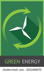 Wind energy logo. Green energy concept. Wind turbine flat design symbol. Vector and illustration design.