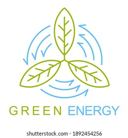 Vorlage für Windenergie-Logo. Turbine mit Blättern einzeln auf Weiß