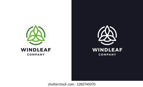 Wind energy Logotype template, positive and negative variant, corporate identity for brands, clean environment logo, vector design